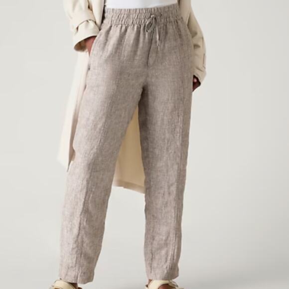 Athleta Pants - Athleta Retreat Linen High Rise Ankle Pant, Pyrite, Size Medium